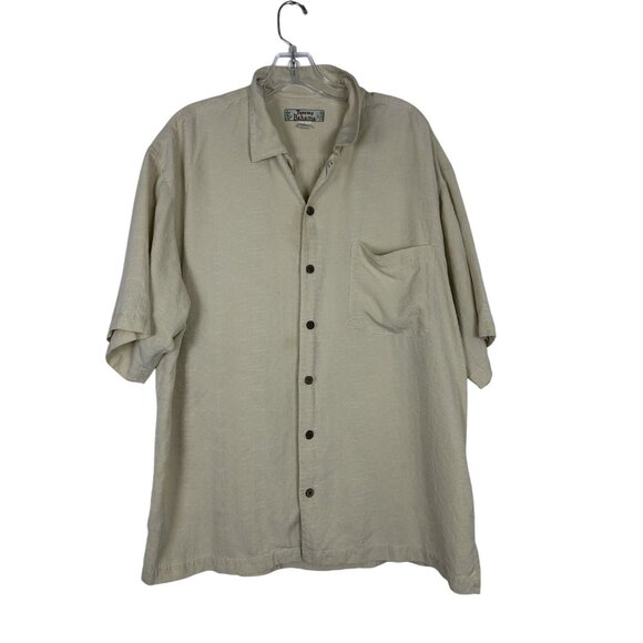 Tommy Bahama Other - Tommy Bahama Beige  Hawaiian Aloha Camp Shirt 100% Silk Short Sleeve Mens Large